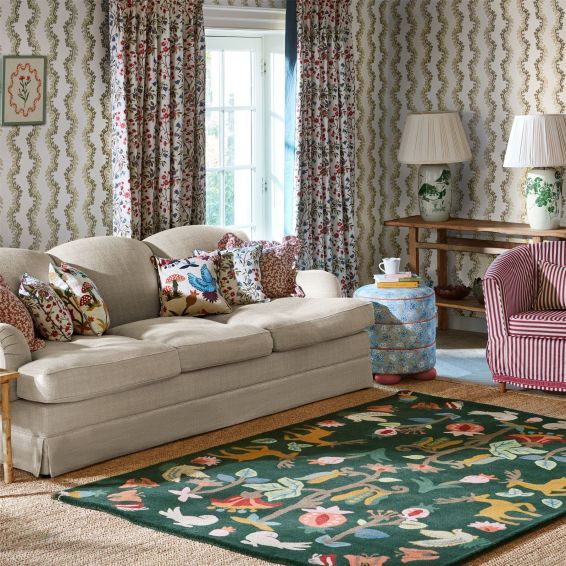 Forest Of Dean Wool Rug 146907 by Sanderson in Forest Green