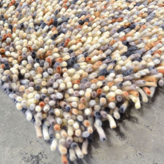 Brink and Campman Rocks Mix Shaggy Wool Rugs 70401 Putty