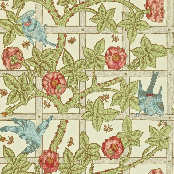 Trellis Wallpaper 101 by Morris & Co in Vanilla Plaster
