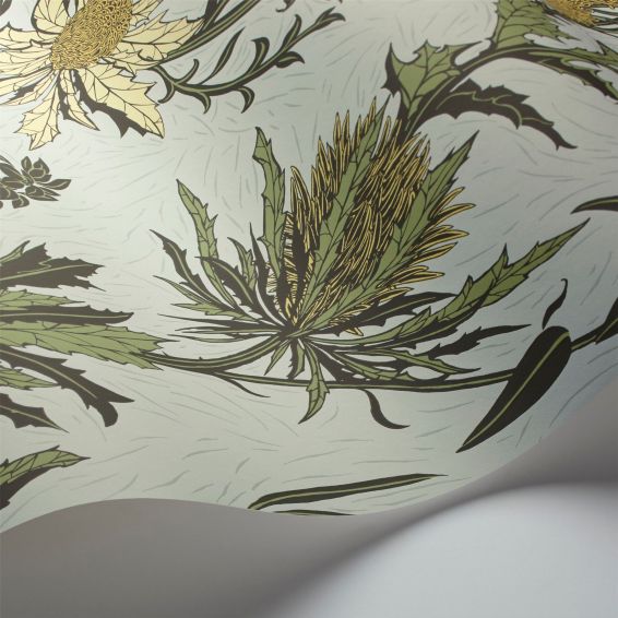 Thistle Wallpaper 14042 by Cole & Son in Lemon Olive Duck Egg