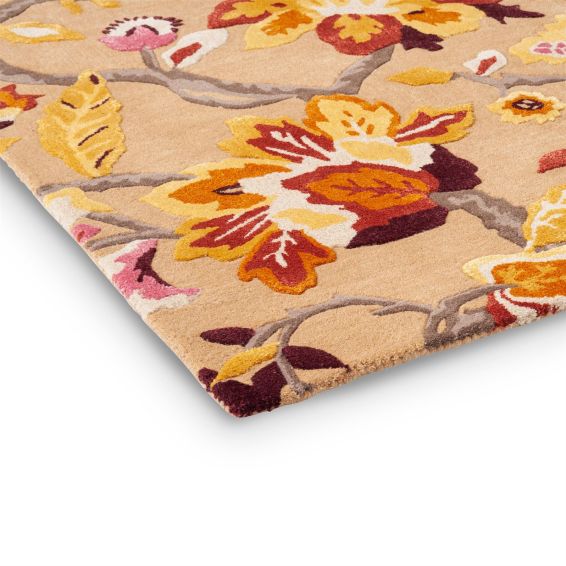 Amanpuri Leaf Wool Rugs By Sanderson in Russet Brown