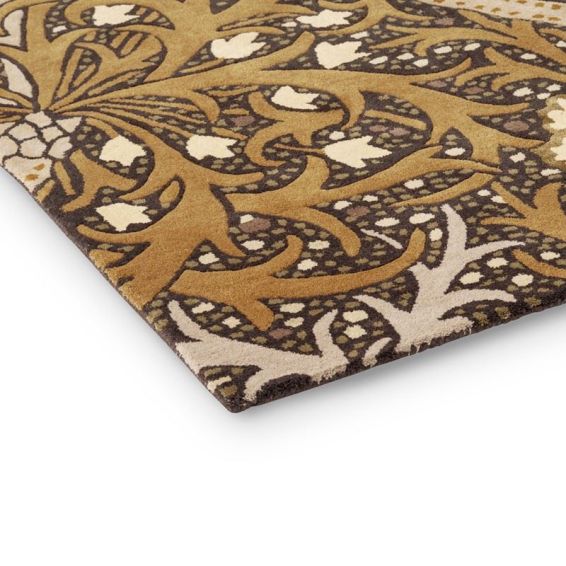 Seaweed Hallway Runner Rugs in 127006 Charcoal Mustard by William Morris