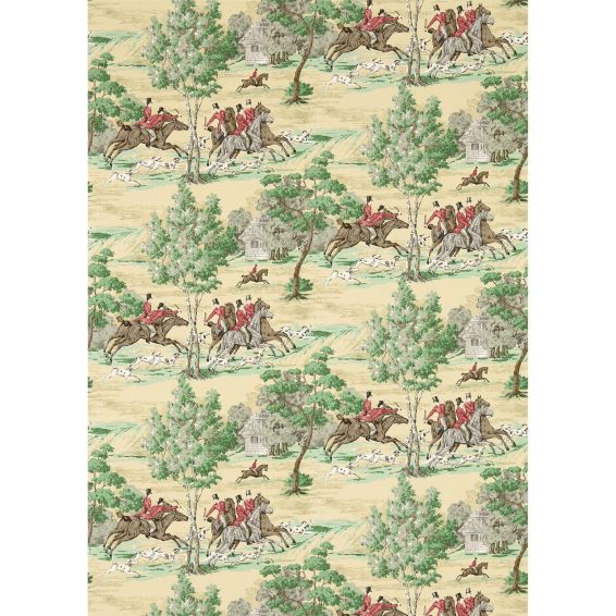 Tally Ho Wallpaper 214598 by Sanderson in Evergreen Crimson
