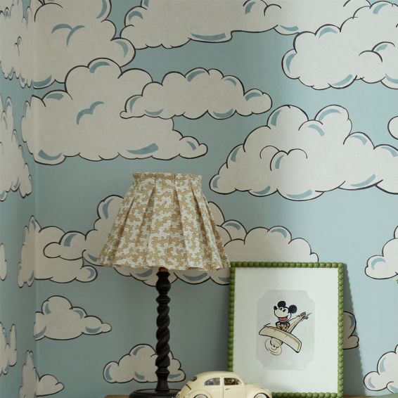 Mickey in the Clouds Wallpaper Mural 217266 by Disney Home x Sanderson in Sea Salt