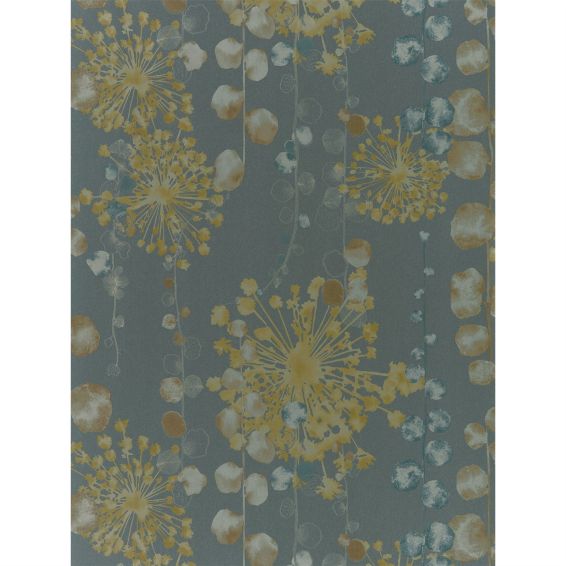 Moku Wallpaper 111650 by Harlequin in Graphite Mustard Yellow