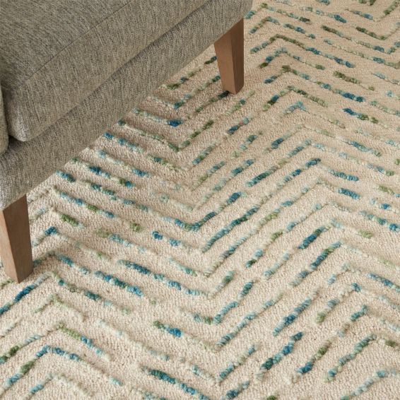 Colorado CLR02 Linear Wool Rugs by Nourison in Ivory Green