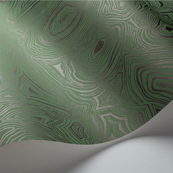 Malachite Wallpaper 17035 by Cole & Son in Emerald Green Black