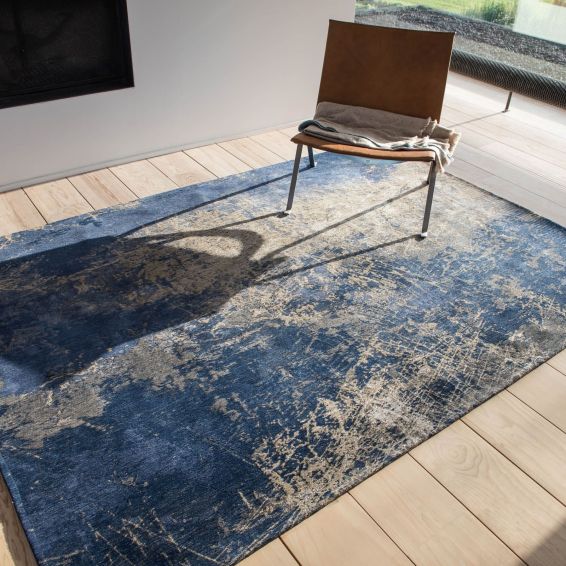 Louis De Poortere Modern Abstract Mad Men Cracks 8629 Rug in Abyss Blue