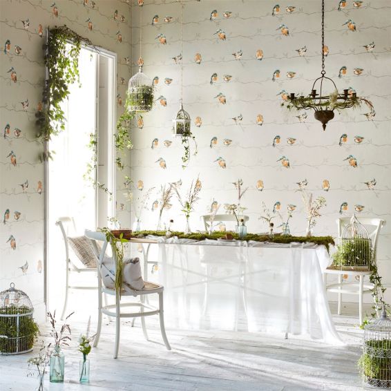 Persico Wallpaper 111486 by Harlequin in Coral Lemon Yellow