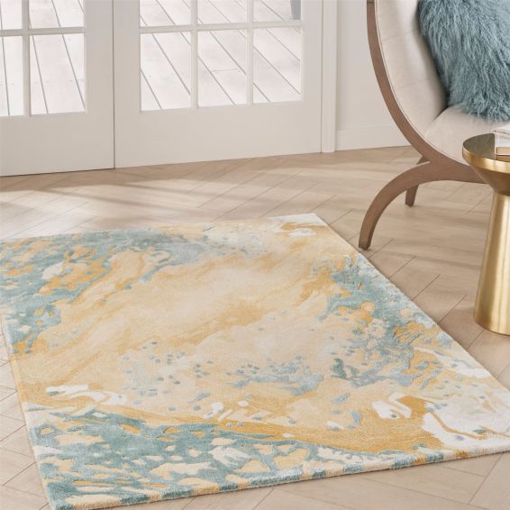 Prismatic PRS36 Abstract Wool Rug by Nourison in Sand Blue