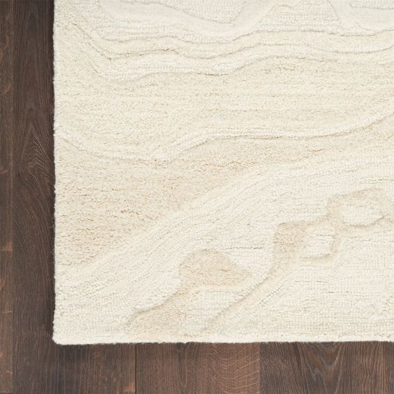 Graceful GRU01 Abstract Wool Runner Rugs by Nourison in Ivory White