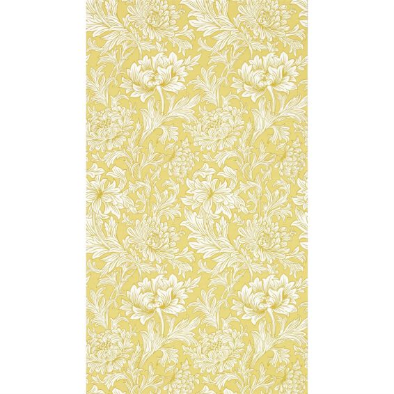 Chrysanthemum Toile Wallpaper 217068 by Morris & Co in Weld Yellow