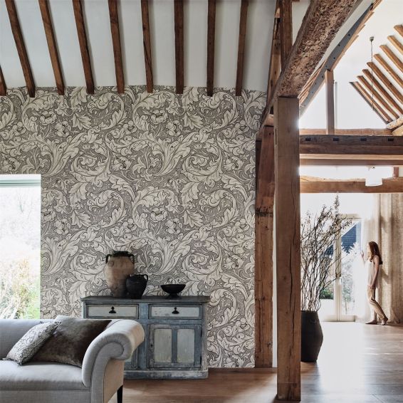 Pure Bachelors Button Wallpaper 216050 by Morris & Co in Stone Linen