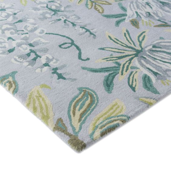 Parterre Floral 081707 Rug by Laura Ashley in Pale Sage Green