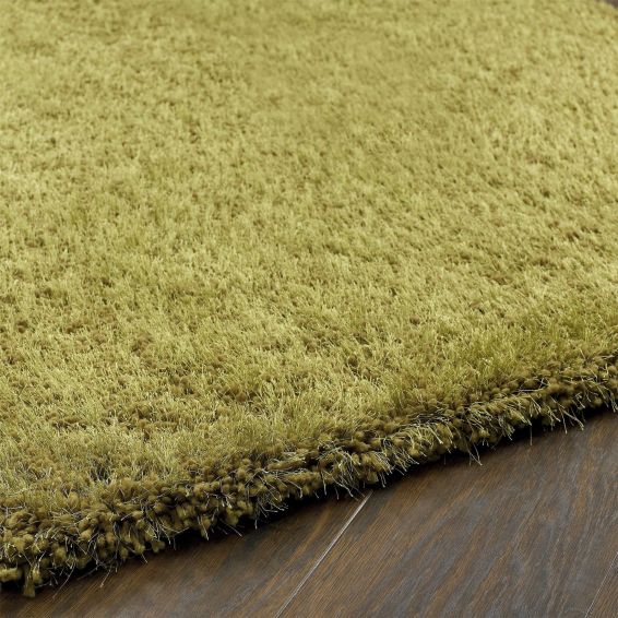 Chicago Shaggy Modern Plain Rugs in Olive