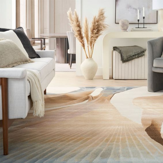 Prismatic Abstract Carved Rugs PRS35 by Nourison in Sand Beige