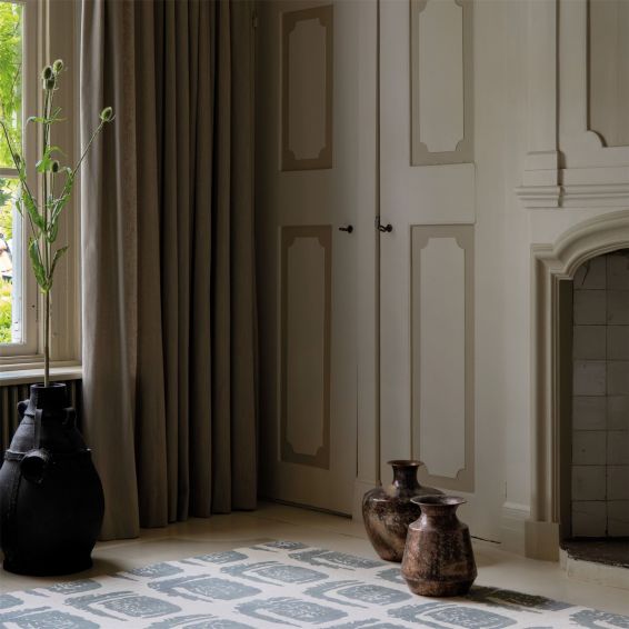 Woodblock 163001 Cotton Rugs by Ted Baker in Grey