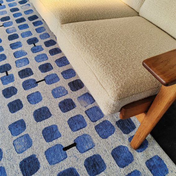 Louis De Poortere Designer Cobblestone Rugs in 9348 Amparo Blues