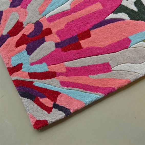 Floreale Rugs 44905 Modern Floral Bright Wool Rugs in Fuschia