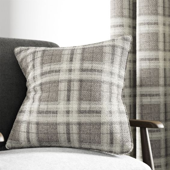 Harriet Check Cushion by Helena Springfield in Mocha Brown
