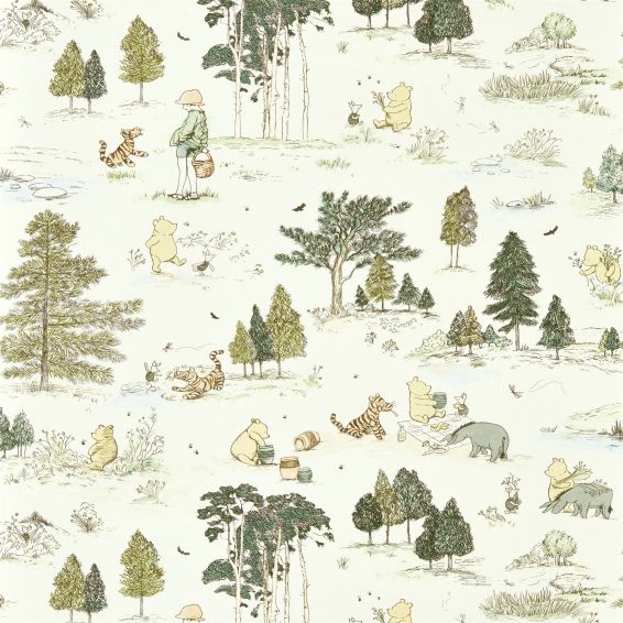 Winnie The Pooh Wallpaper 217280 by Disney Home x Sanderson in Macaron Green