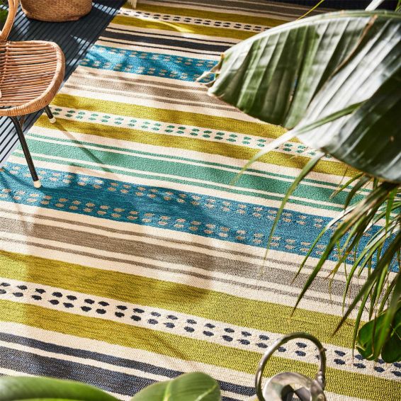 Scion Rivi Kiwi Stripe Outdoor Rugs 426908 Green