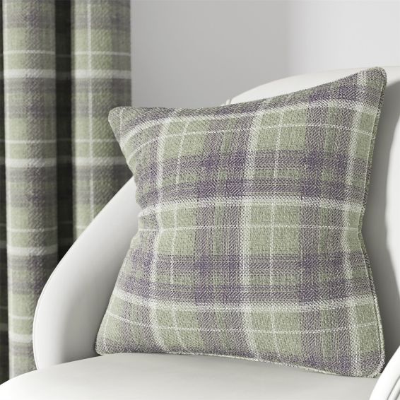 Harriet Check Cushion by Helena Springfield in Grape Linen