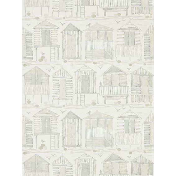 Beach Huts Wallpaper 216561 by Sanderson in Driftwood Brown