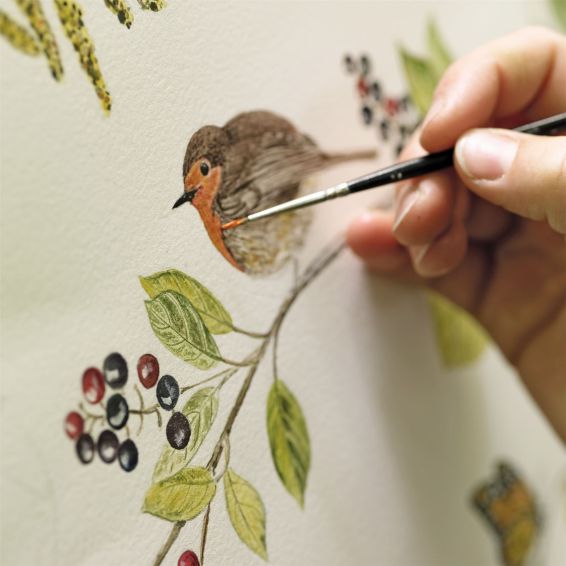 Woodland Chorus Wallpaper 215703 by Sanderson in Cream