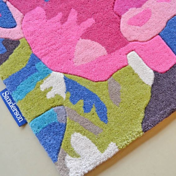 Rose & Peony Rugs 45005 in Cerise Pink by Sanderson