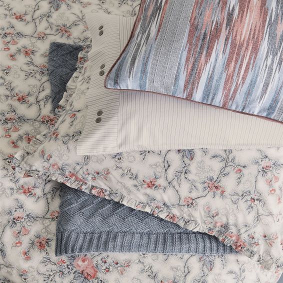 Estelle Ikat Cushion by Bedeck of Belfast in Chambray Pink