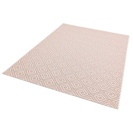 Patio Geo Diamond PAT13 Outdoor Rugs in Pink White