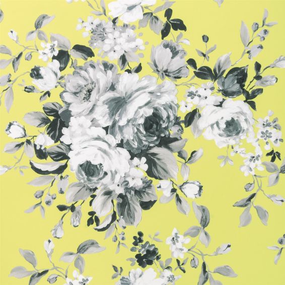 Emeline Wallpaper W0081 01 by Clarke and Clarke in Citron Yellow
