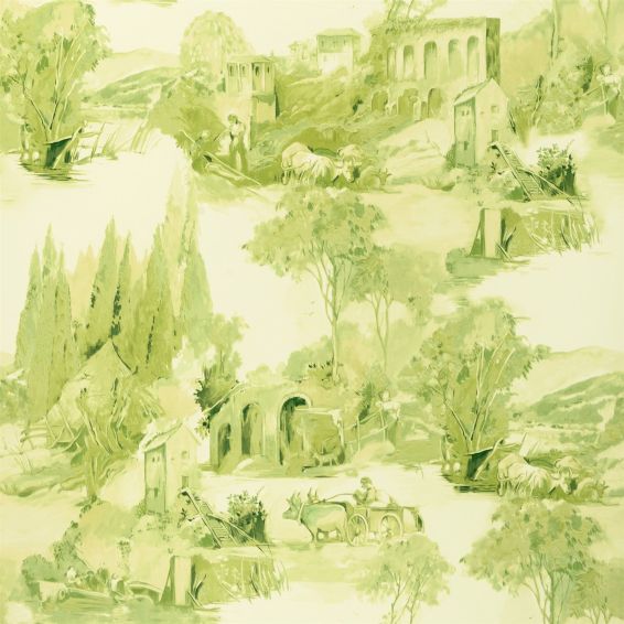 Anastacia Wallpaper W0080 02 by Clarke and Clarke in Citron Green