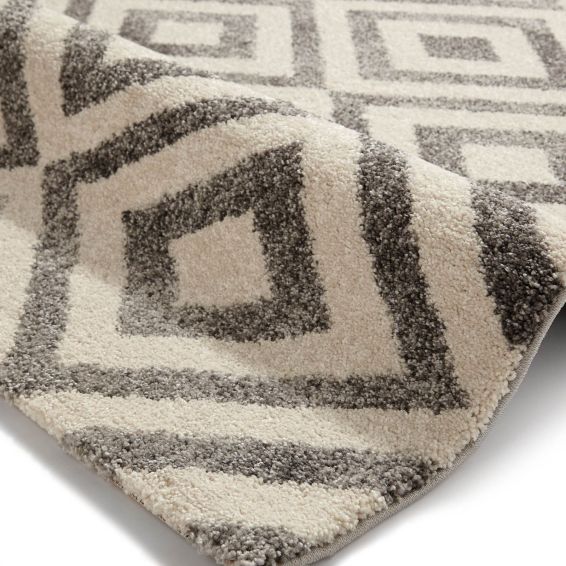 Elegant Geometric Pattern Rugs 4893 in Grey and White