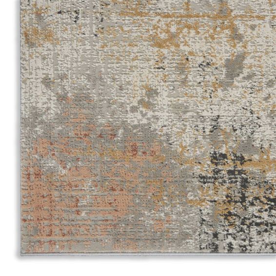 Rustic Textures RUS13 Abstract Runner Rugs in Grey Blue