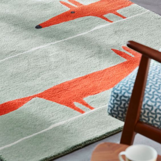 Scion Mr Fox Wool Rugs 25313 in Mint Poppy