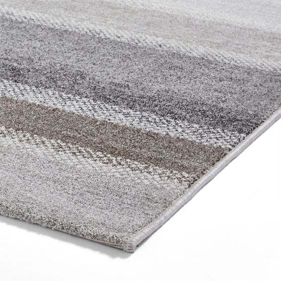 Milano 20687 Modern Stripe Rug in Grey Beige