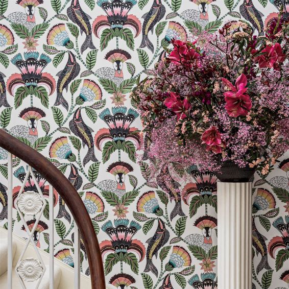 Nene Wallpaper 119 8036 by Cole & Son in Coral Sage Teal Parchment