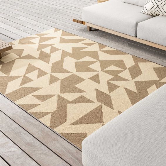 Habitat Yerba Outdoor Geometric Rugs in Beige 411601