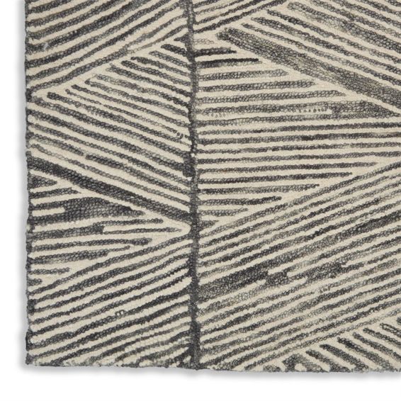 Colorado CLR01 Linear Wool Runner Rug by Nourison in Grey White