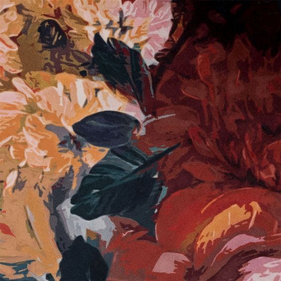 Yves Floral Velvet Cushion in Navy Rust