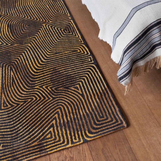 Louis De Poortere Meditation Coral Rug 9227 in Black Gold