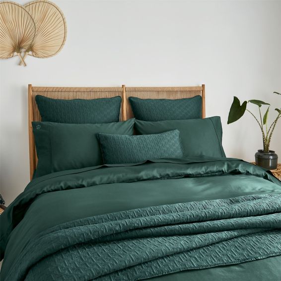 Plain Dye Cotton Bedding by Ted Baker in Forest Green