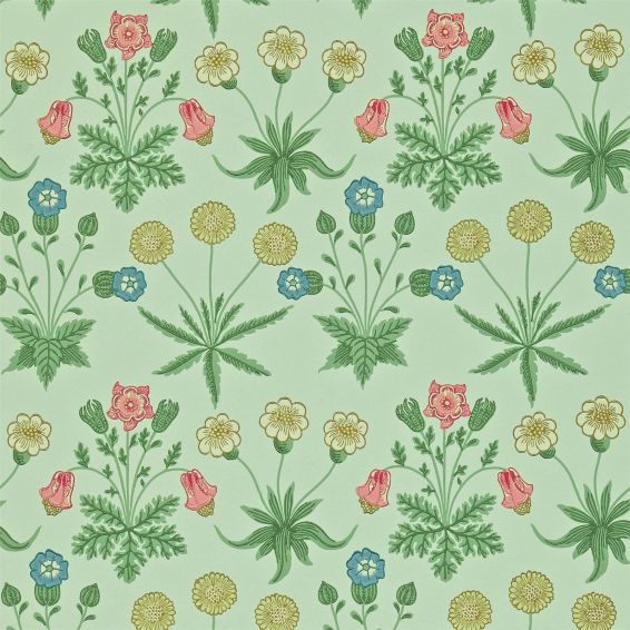Daisy Wallpaper 212559 by Morris & Co in Pale Green Rose