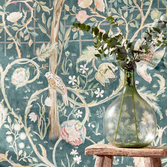 Melsetter 3M Stocked Wallpaper 216706 by Morris & Co in Indigo Rose