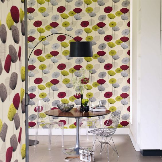 Dandelion Clocks Wallpaper 102 by Sanderson in Blackcurrant Purple