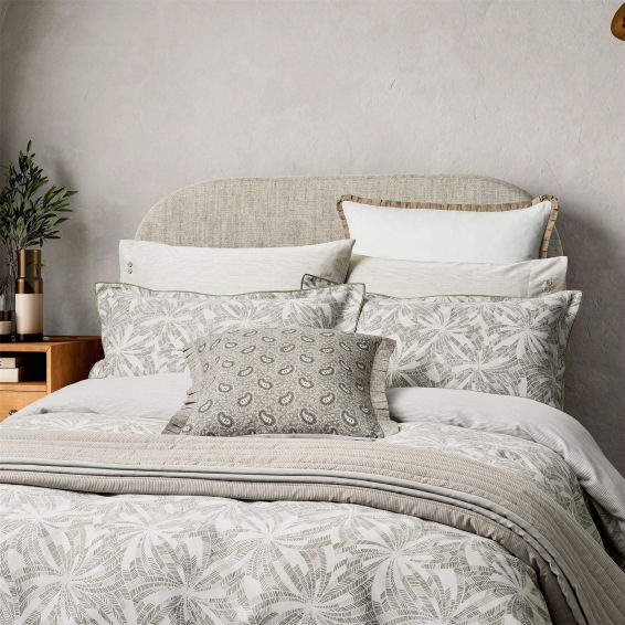 Cora Paisley Cushion by Bedeck of Belfast in Linen Grey