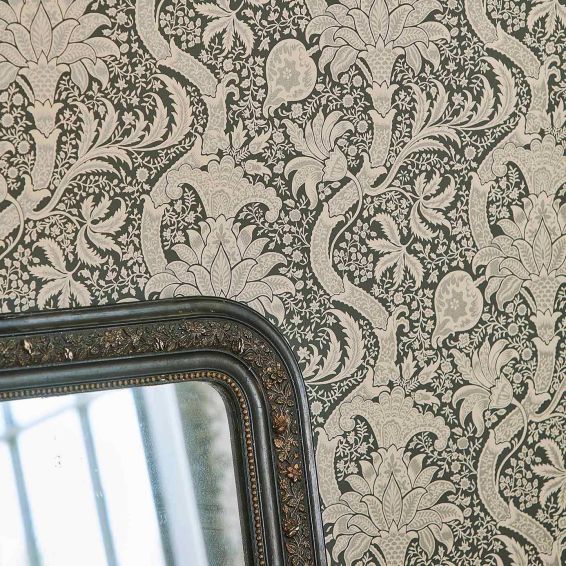 Indian Wallpaper 216445 by Morris & Co in Charcoal Nickel Yellow