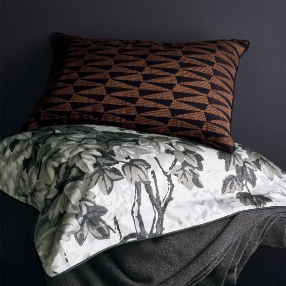 Dunand Embroidered Cushion by Zoffany in Sahara Noir Black